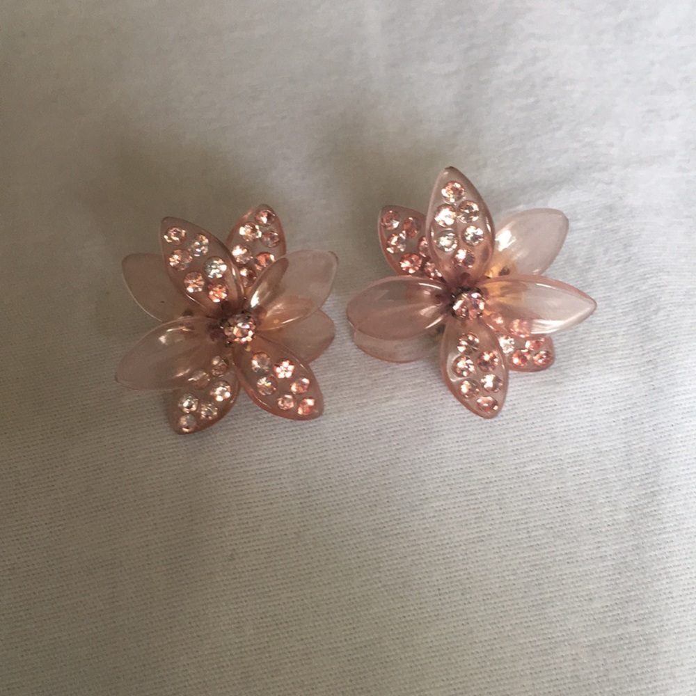 Pink floral statement studs